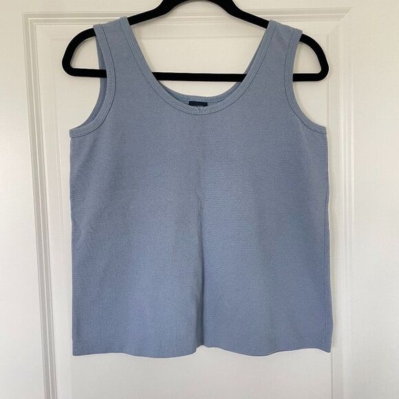 Lands' End Tops - Lands End Crop Tank Top Women M Blue 100% Cotton Sleeveless Casual Basic